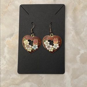 🏷 Vintage heart shape stain glass look Earrings